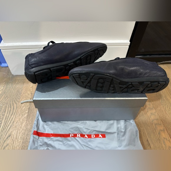 Prada Women's Black Leather Sneakers - Picture 3 of 5